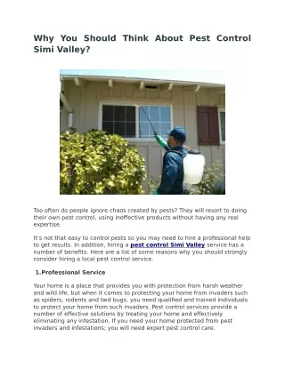 why you should think about pest control simi