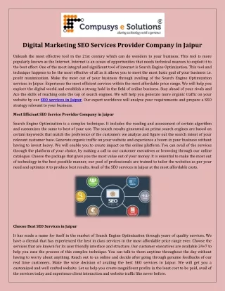 Digital Marketing SEO Services Provider Company in Jaipur