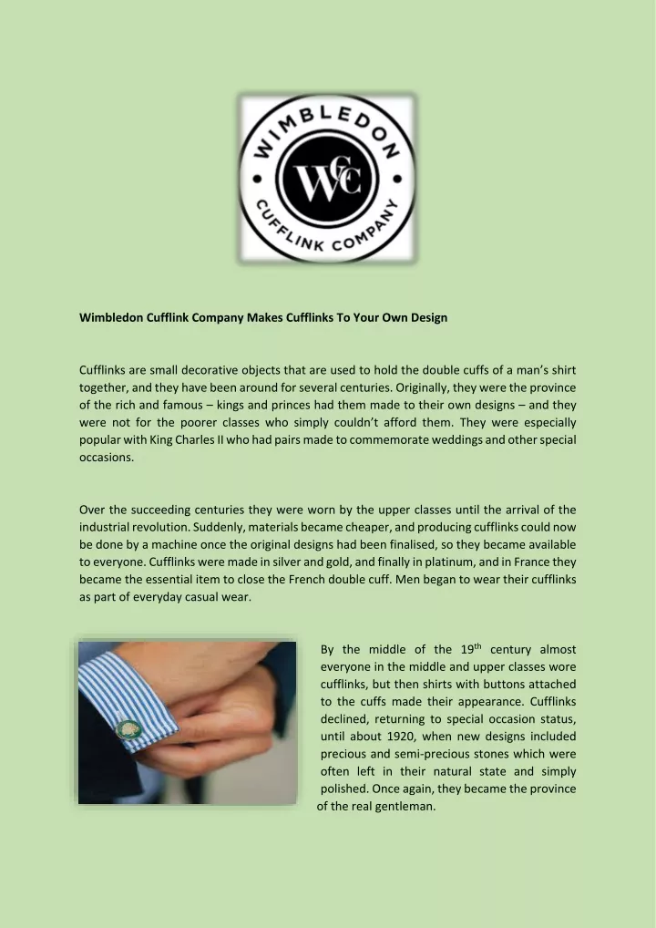 wimbledon cufflink company makes cufflinks