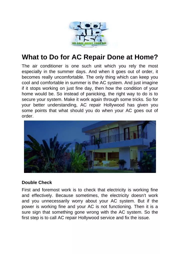 what to do for ac repair done at home