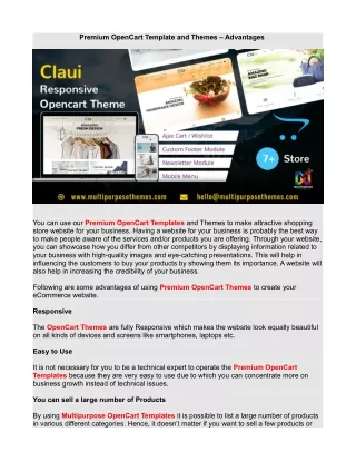 premium opencart template and themes advantages