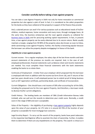 consider carefully before taking a loan against