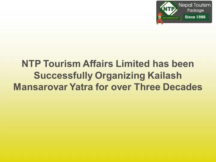 ntp tourism affairs limited has been successfully