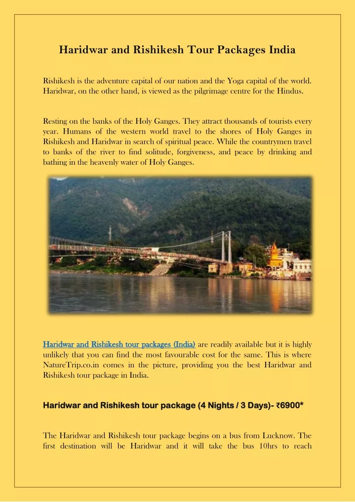haridwar and rishikesh tour packages india