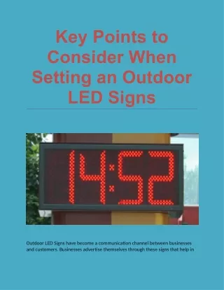 key points to consider when setting an outdoor
