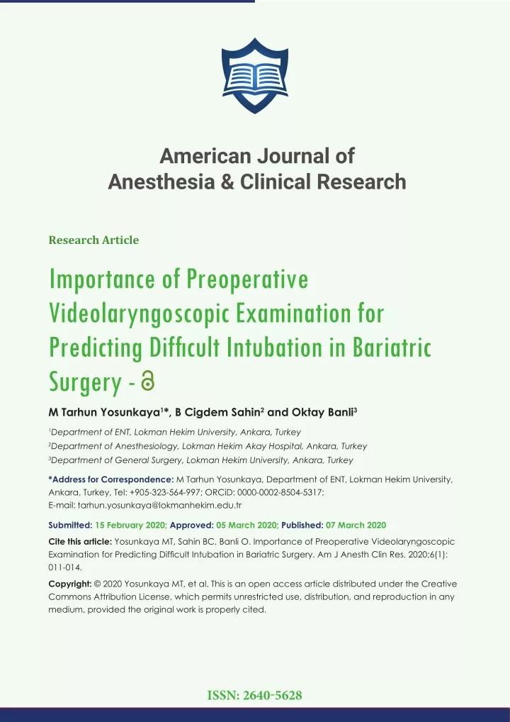 american journal of anesthesia clinical research