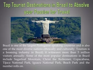 Top Tourist Destinations in Brazil to Absolve your Passion for Travel