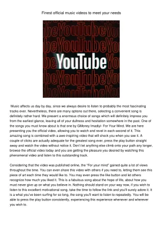 finest official music videos to meet your needs