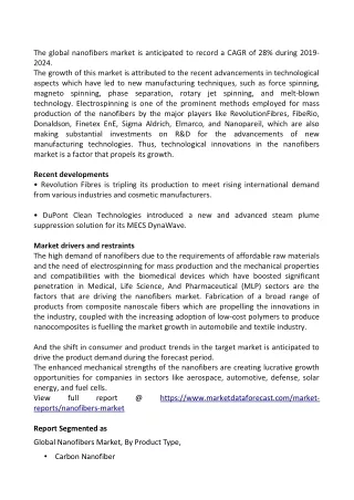 Nanofibers Market Size, Share, Growth & Forecast (2019-2024)