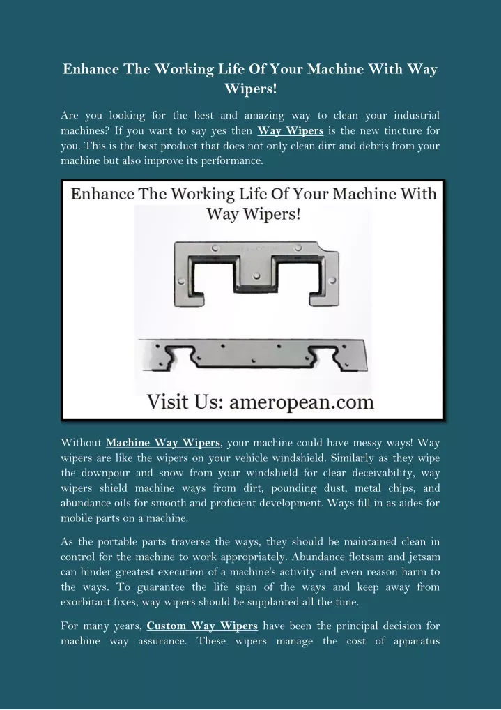 enhance the working life of your machine with