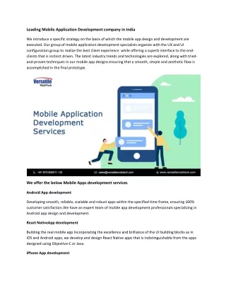 Mobile application development company in hyderabad