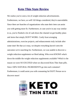 Keto Thin State Review:Warning Benefits, Price & where to  Buy!