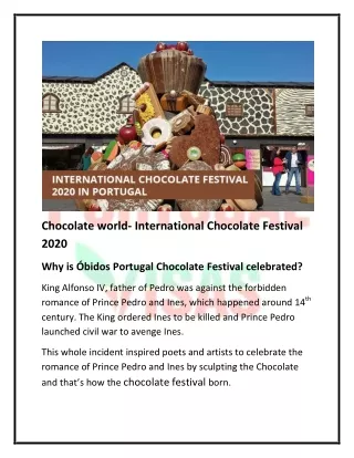 International Chocolate Festival 2020 - Showcasing chocolate recipe