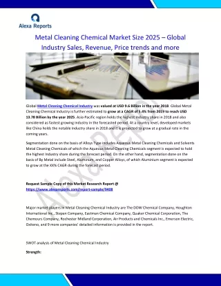 Metal Cleaning Chemical Market Size 2025 – Global Industry Sales, Revenue, Price trends and more
