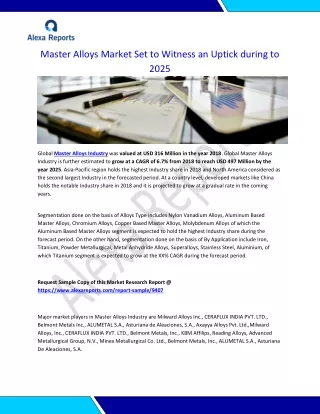 Master Alloys Market Set to Witness an Uptick during to 2025