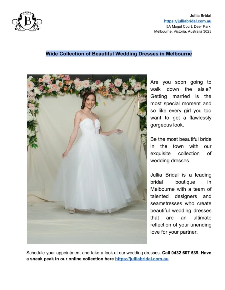 PPT - Wide Collection of Beautiful Wedding Dresses in Melbourne ...