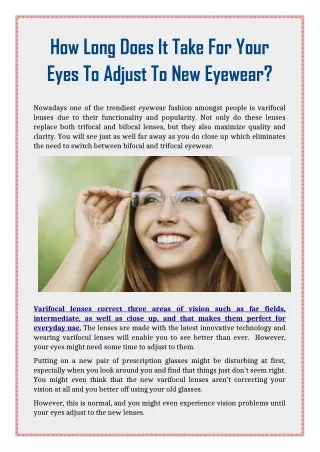 how long does it take for your eyes to adjust