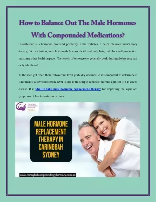 How to Balance Out The Male Hormones With Compounded Medications?