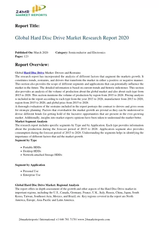 Hard Disc Drive Market Research Report 2020