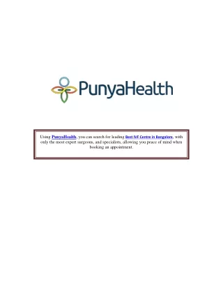 Best IVF Centres in Bangalore - PunyaHealth