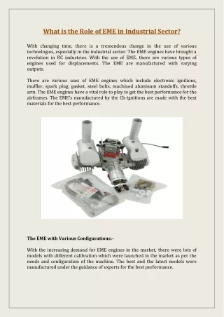 what is the role of eme in industrial sector