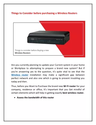 things to consider before purchasing a wireless