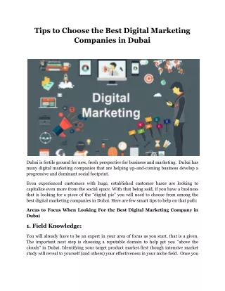 Tips to Choose the Best Digital Marketing Companies in Dubai