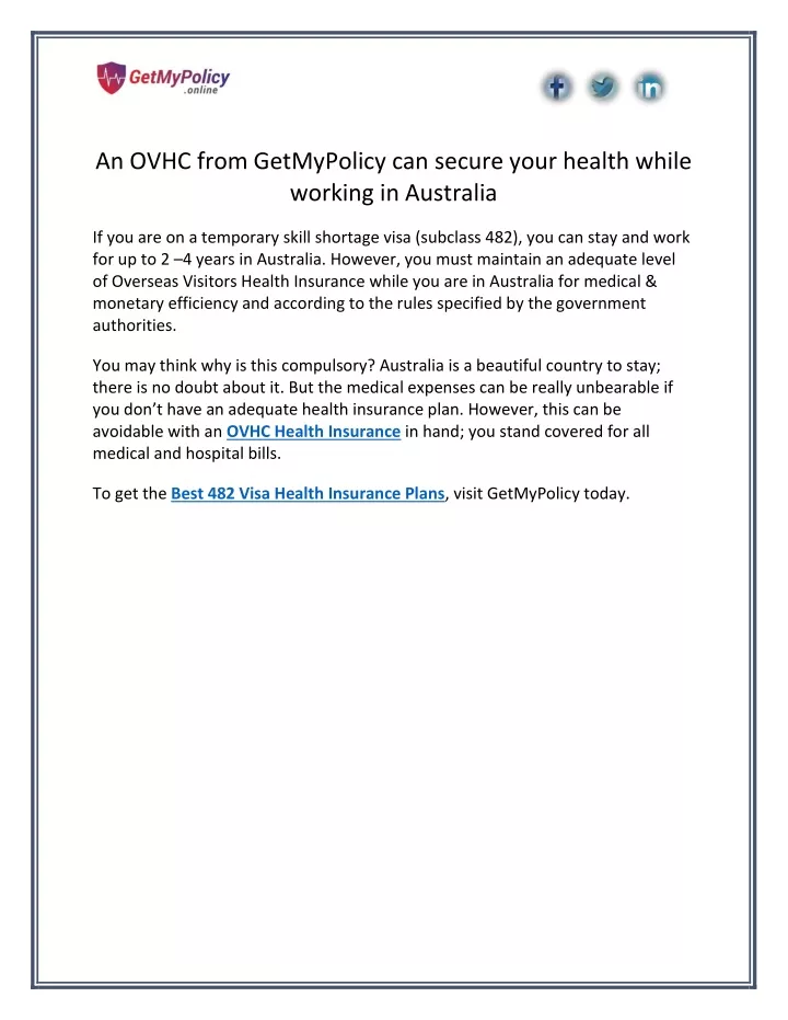 an ovhc from getmypolicy can secure your health