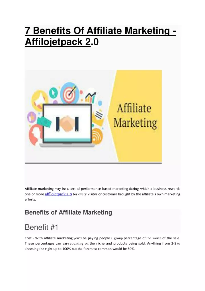 7 benefits of affiliate marketing affilojetpack