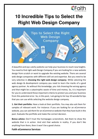 10 incredible tips to select the right web design