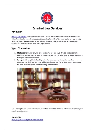 Criminal Law Services In Chandigarh | High Court Lawyers Firm