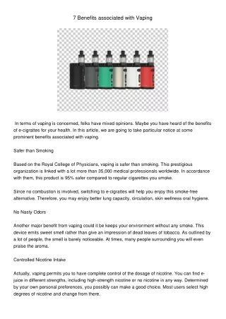 7 benefits associated with vaping