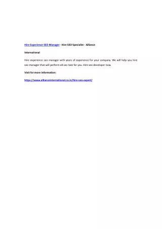 hire experience seo manager hire seo specialist
