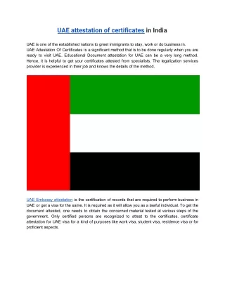 uae attestation of certificates in india
