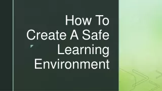 how to create a safe learning environment