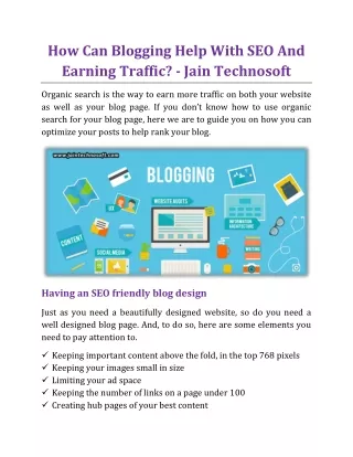 how can blogging help with seo and earning