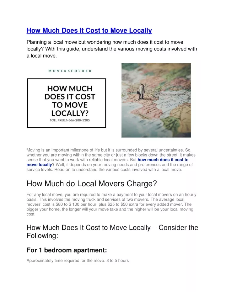 how much does it cost to move locally