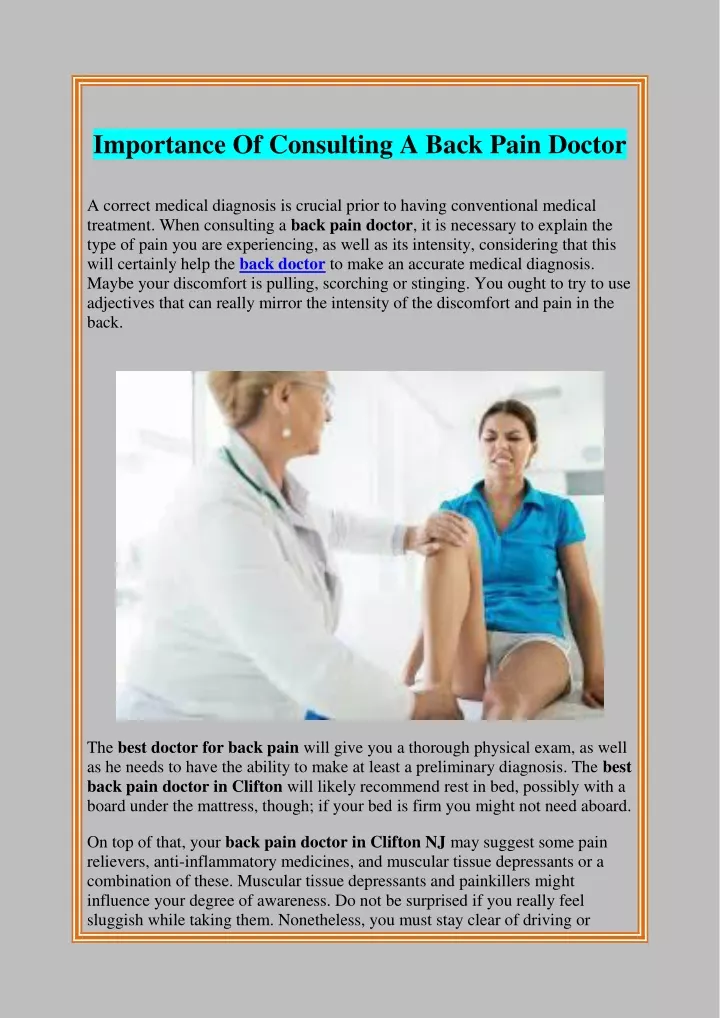 importance of consulting a back pain doctor