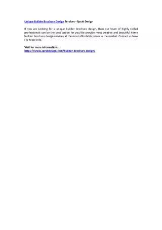 unique builder brochure design services sprak