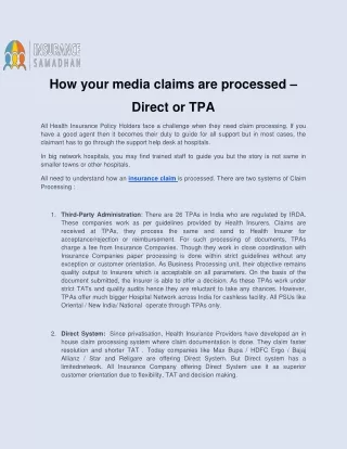 How your media claims are processed – Direct or TPA