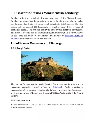 discover the famous monuments in edinburgh