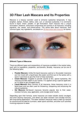 3D Fiber Lash Mascara and Its Properties