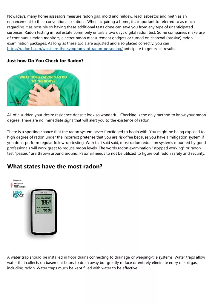 nowadays many home assessors measure radon