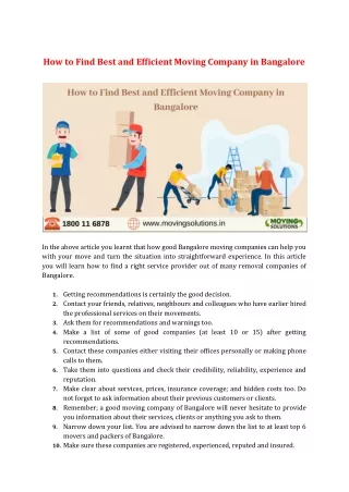 how to find best and efficient moving company