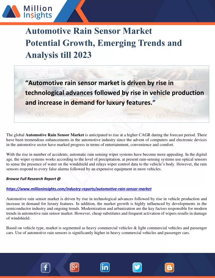 automotive rain sensor market potential growth