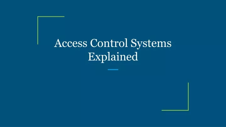 access control systems explained