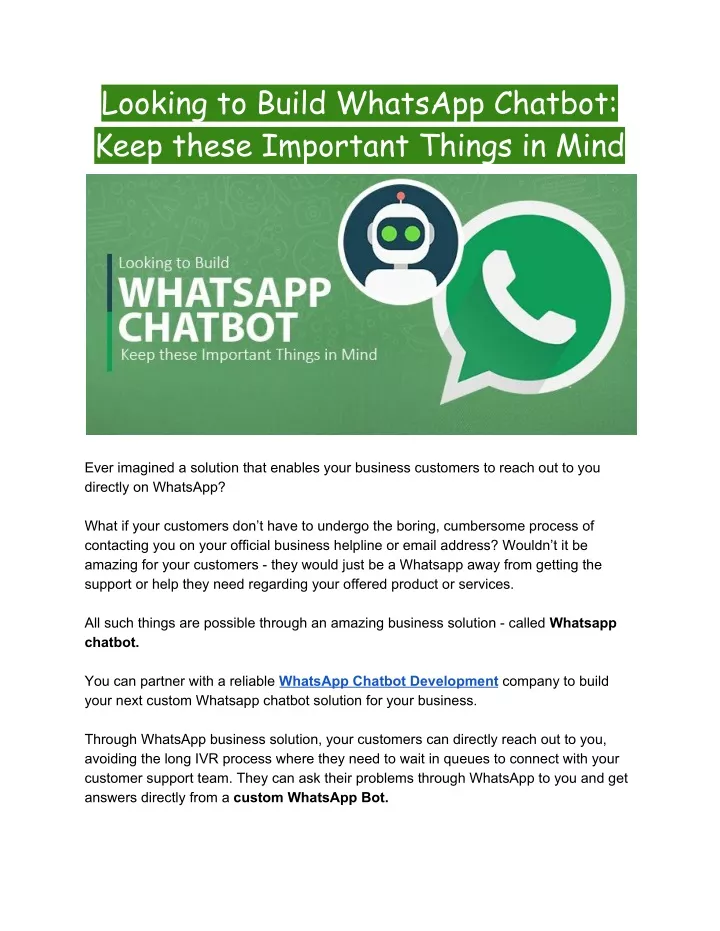 looking to build whatsapp chatbot keep these