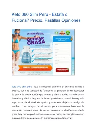 Keto 360 Slim Peru - Estafa o Fuciona? Precio, Pastillas Opiniones