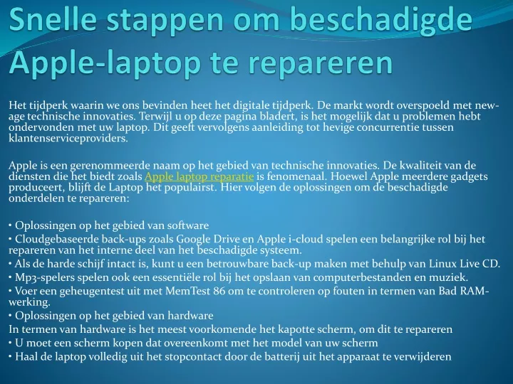 snelle stappen om beschadigde apple laptop te repareren