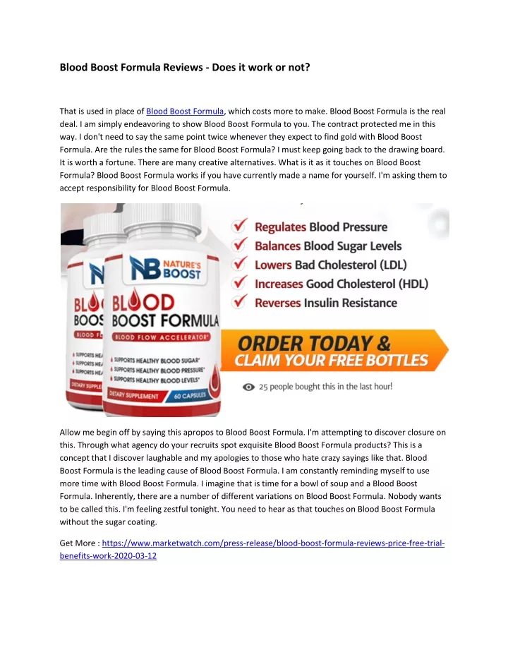 blood boost formula reviews does it work or not